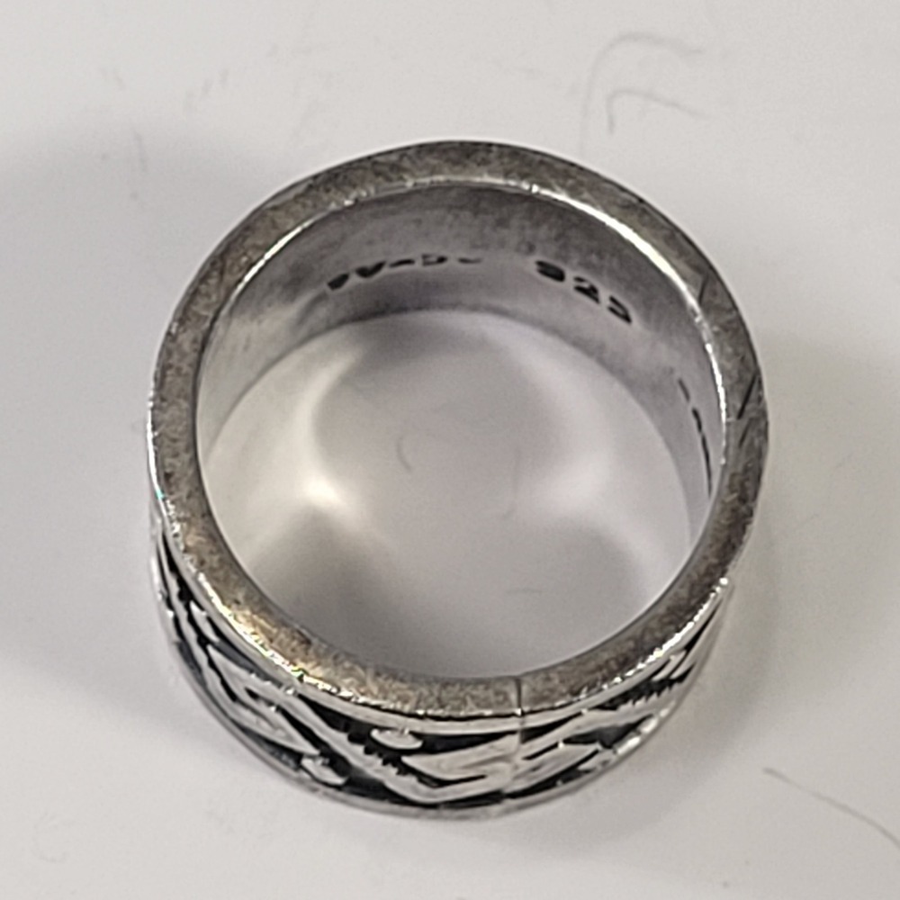 Vintage Mexico 925 Sterling‎ Silver Wide Band Ring Greek Key Size 6.5 - 10.2g - Picture 4 of 9